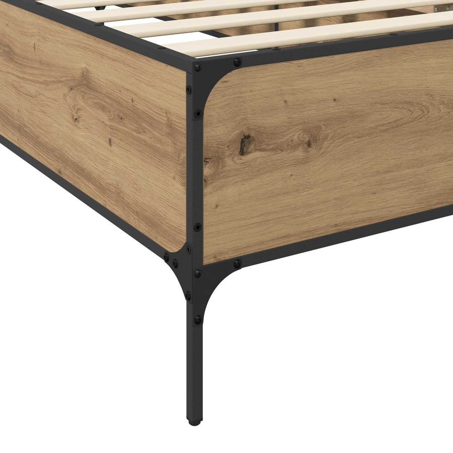 Bedframe Artisanaal eiken 80 x 200 cm Bewerkt hout