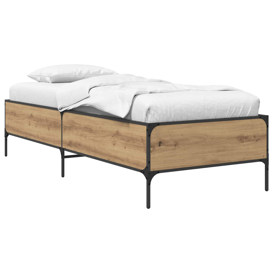 Bedframe Artisanaal eiken 80 x 200 cm Bewerkt hout