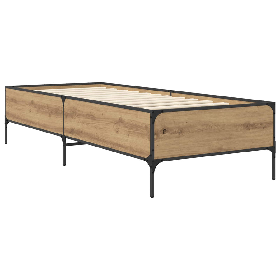 Bedframe Artisanaal eiken 80 x 200 cm Bewerkt hout