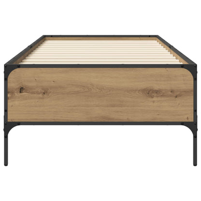 Bedframe Artisanaal eiken 80 x 200 cm Bewerkt hout