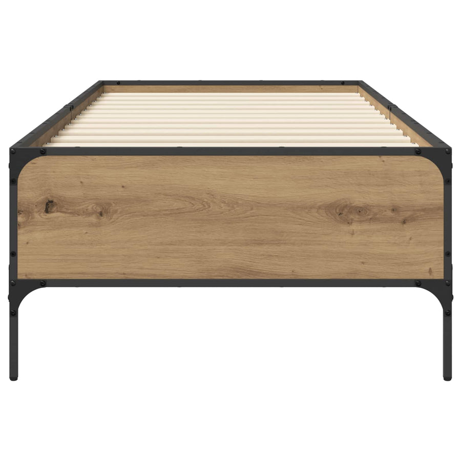 Bedframe Artisanaal eiken 80 x 200 cm Bewerkt hout