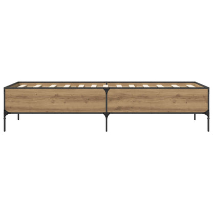 Bedframe Artisanaal eiken 80 x 200 cm Bewerkt hout