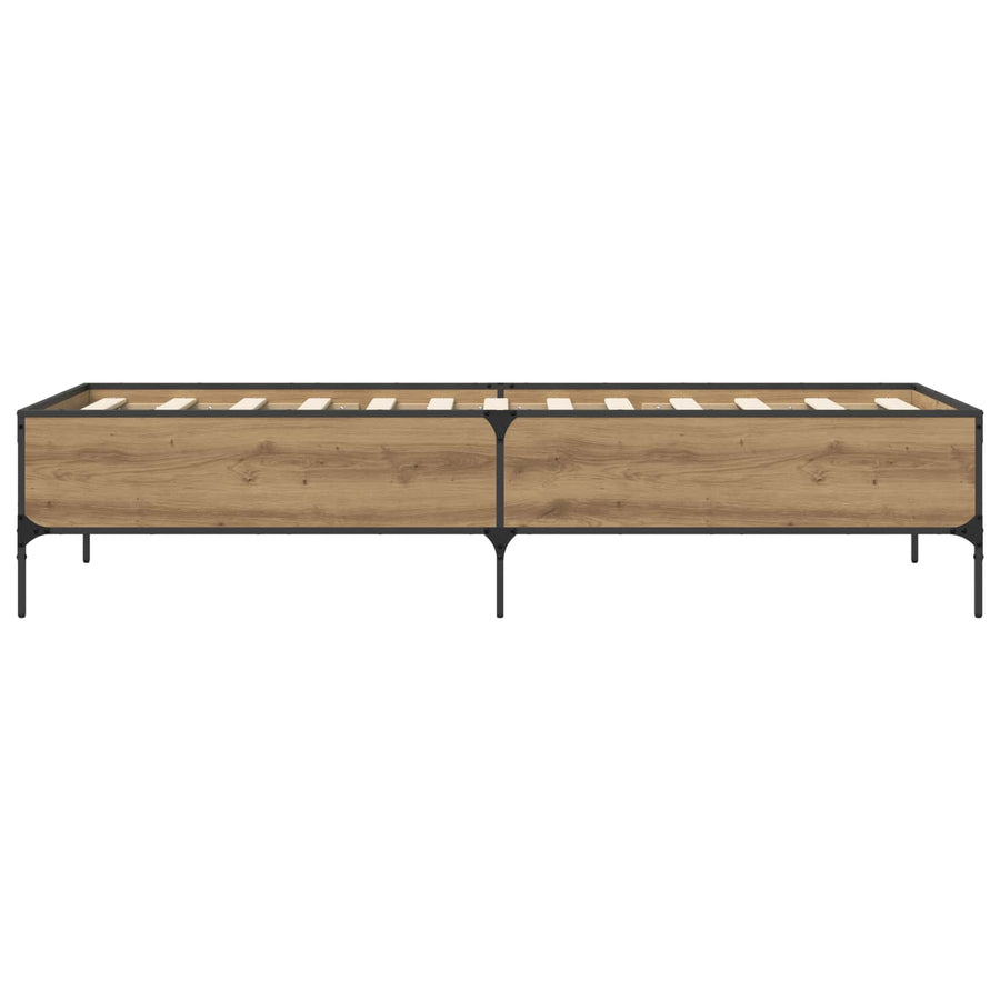 Bedframe Artisanaal eiken 80 x 200 cm Bewerkt hout