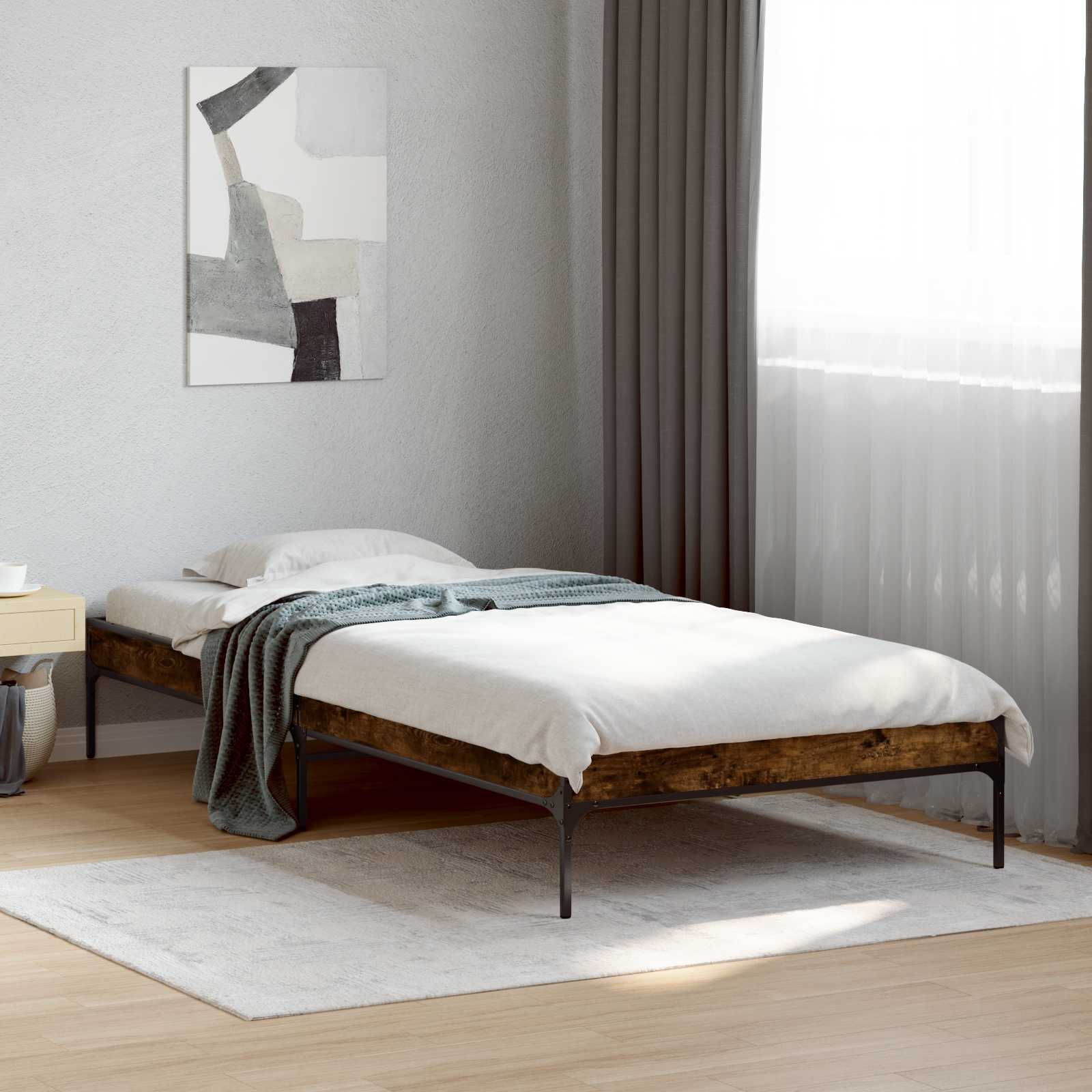 Bedframe Rook Eik 80 x 200 cm Bewerkt hout