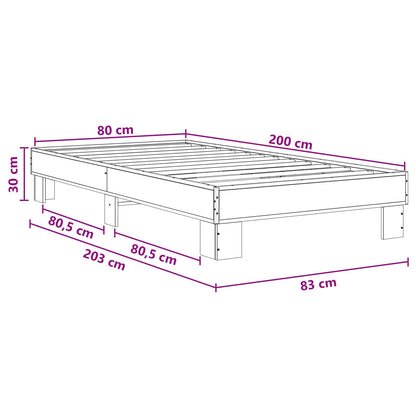 Bedframe Rook Eik 80 x 200 cm Bewerkt hout