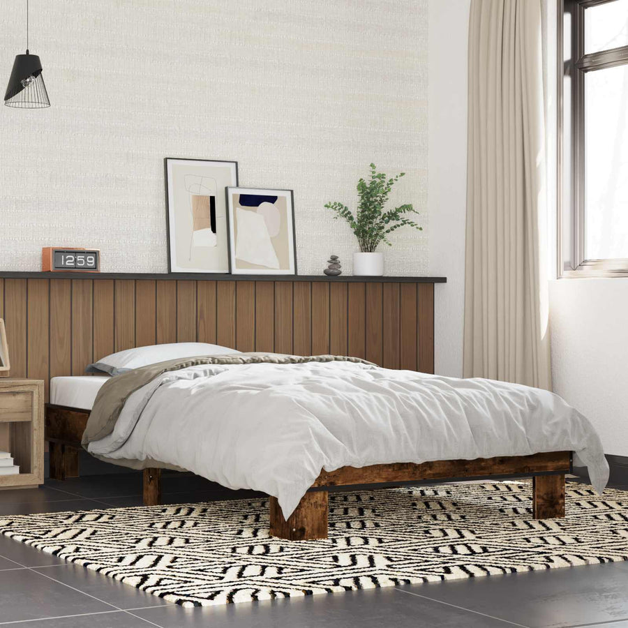 Bedframe Gerookt eiken 80 x 200 cm Bewerkt hout