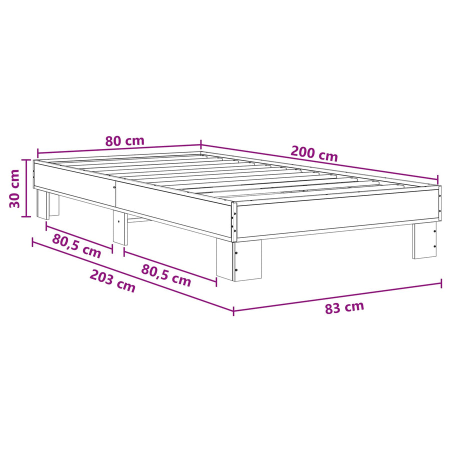 Bedframe Oud hout 80 x 200 cm Bewerkt hout