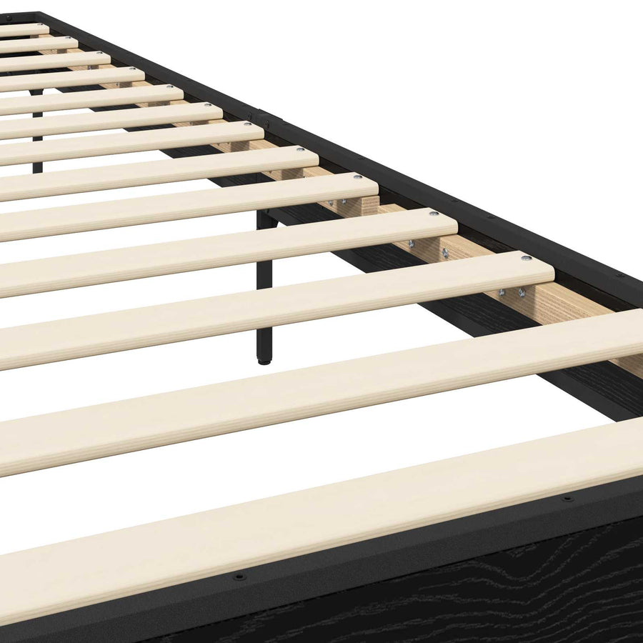 Bedframe Zwart eiken 80 x 200 cm Bewerkt hout
