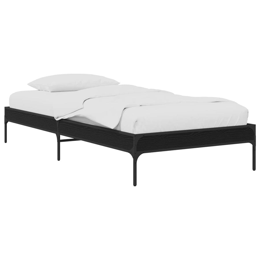 Bedframe Zwart eiken 80 x 200 cm Bewerkt hout