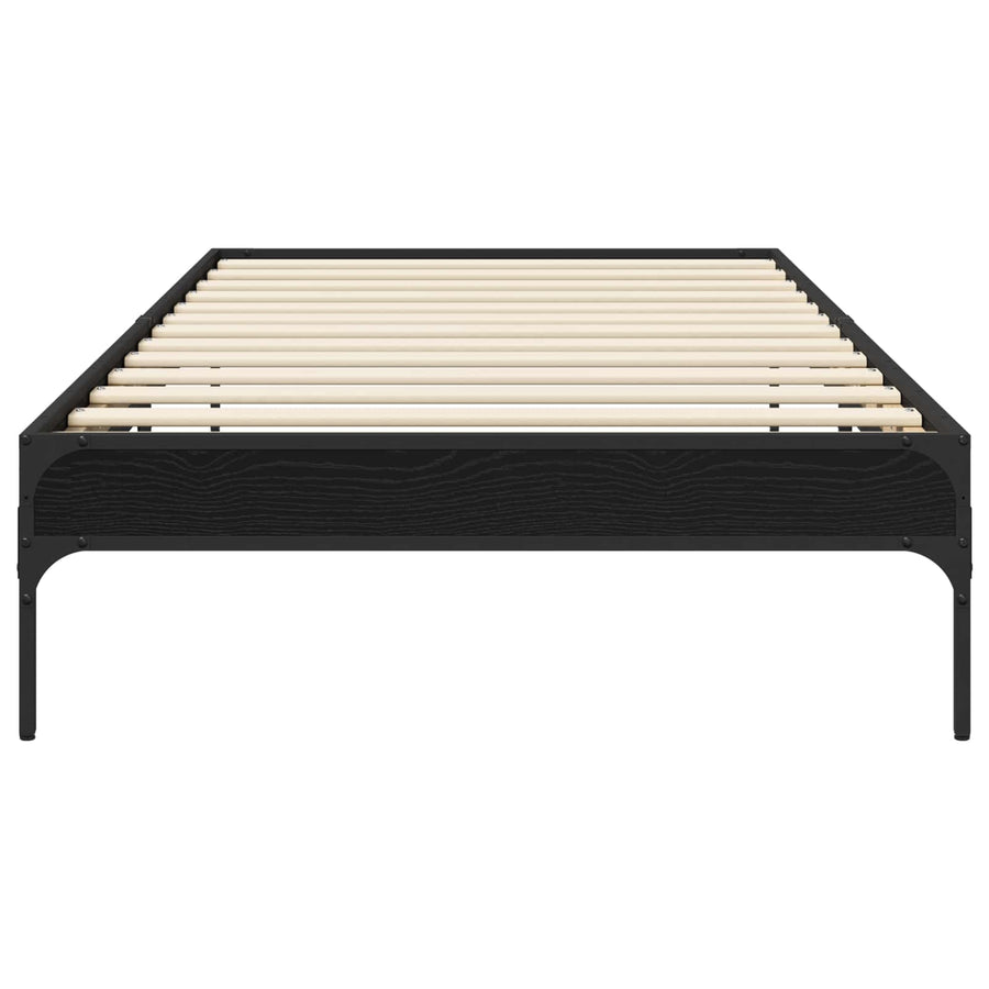 Bedframe Zwart eiken 80 x 200 cm Bewerkt hout