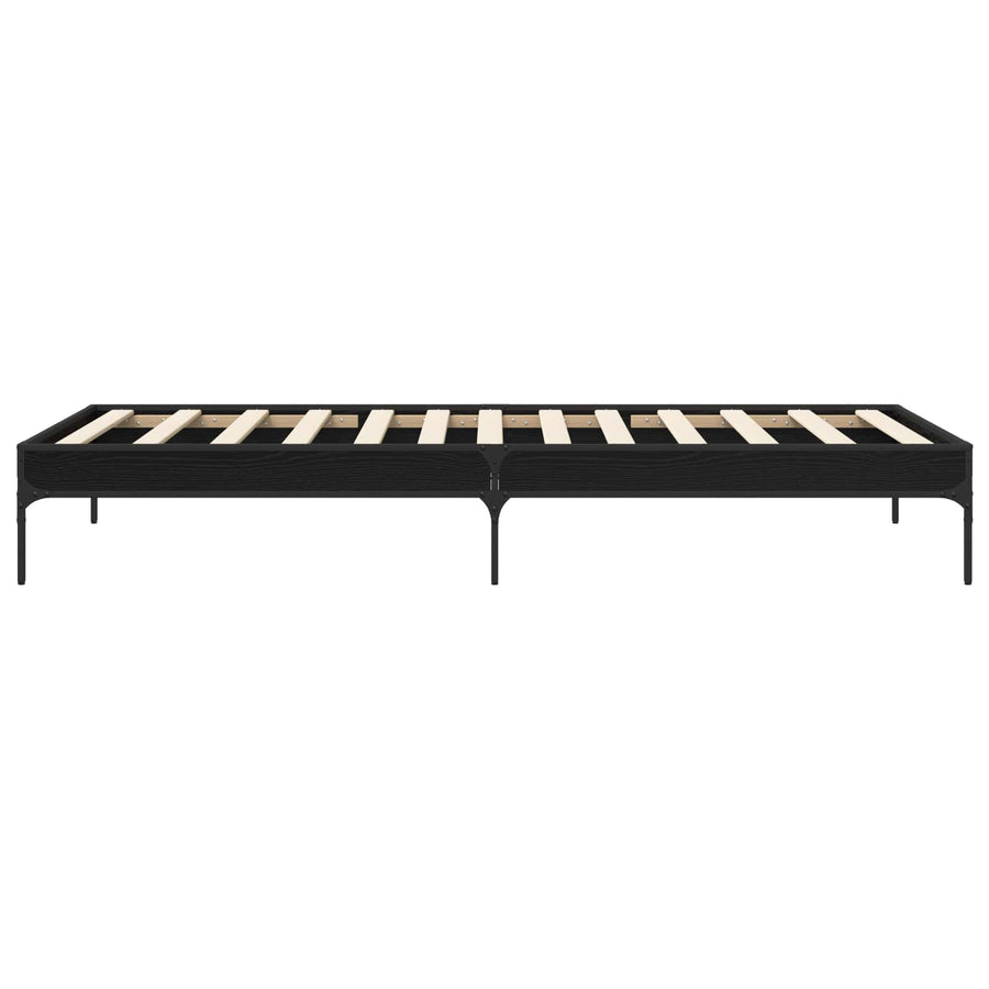 Bedframe Zwart eiken 80 x 200 cm Bewerkt hout