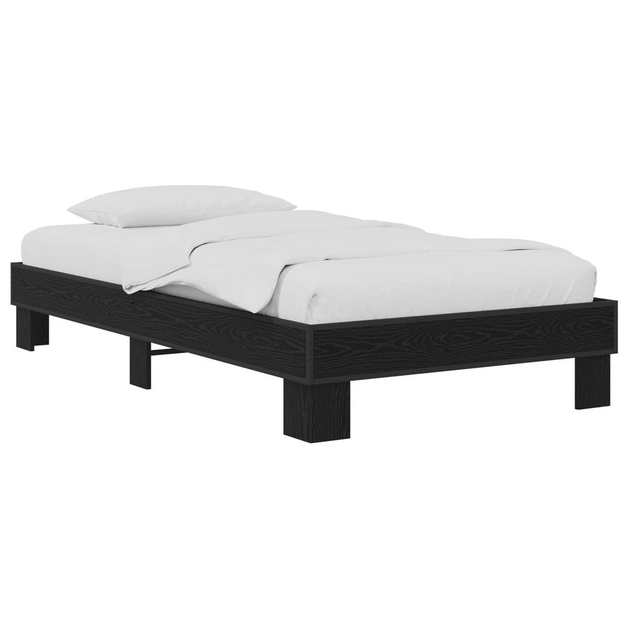 Bedframe Zwart eiken 80 x 200 cm Bewerkt hout