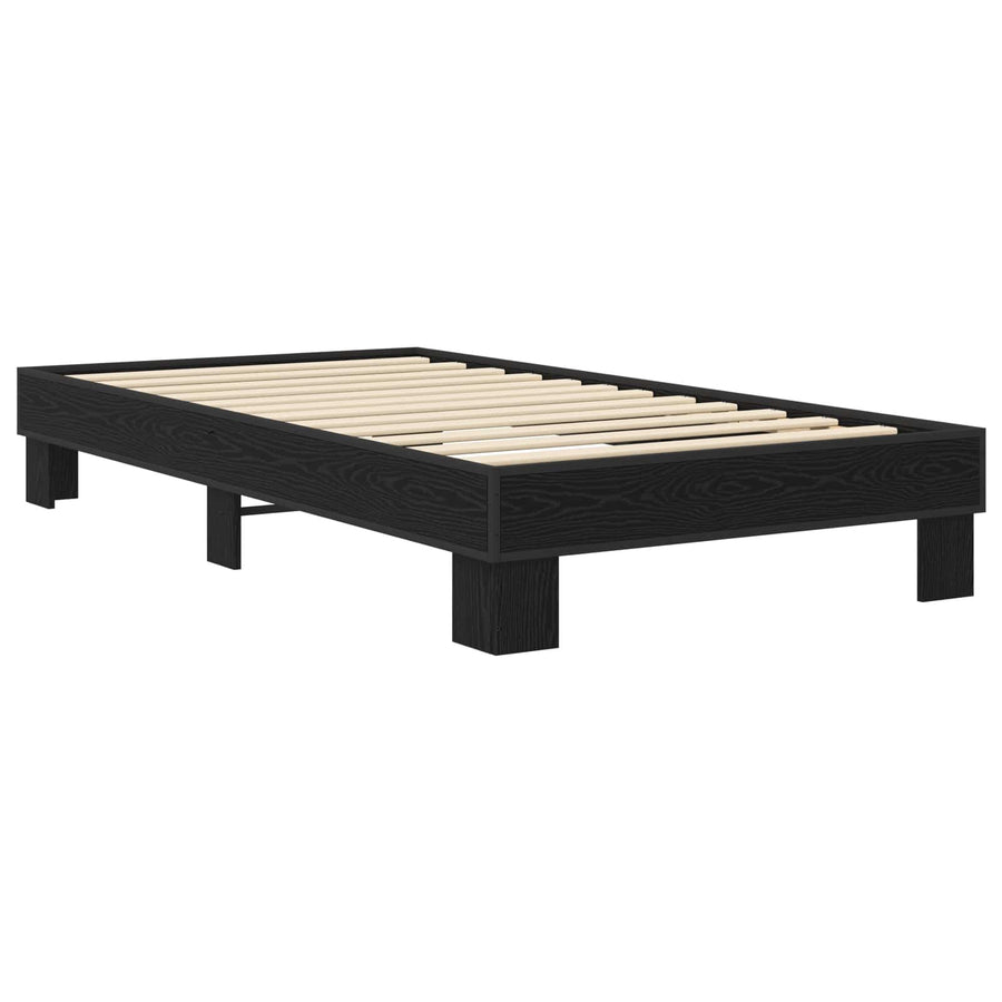 Bedframe Zwart eiken 80 x 200 cm Bewerkt hout