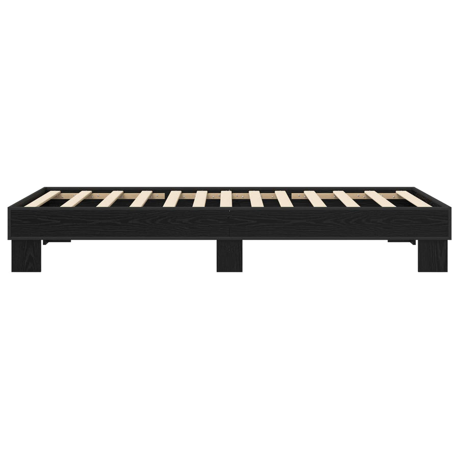 Bedframe Zwart eiken 80 x 200 cm Bewerkt hout