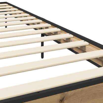Bedframe Artisanaal eiken 80 x 200 cm Bewerkt hout