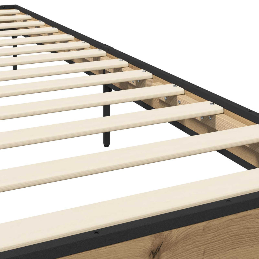 Bedframe Artisanaal eiken 80 x 200 cm Bewerkt hout