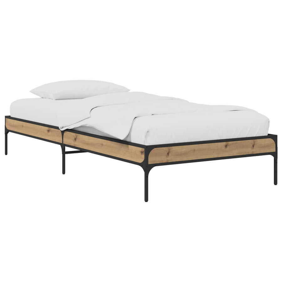 Bedframe Artisanaal eiken 80 x 200 cm Bewerkt hout