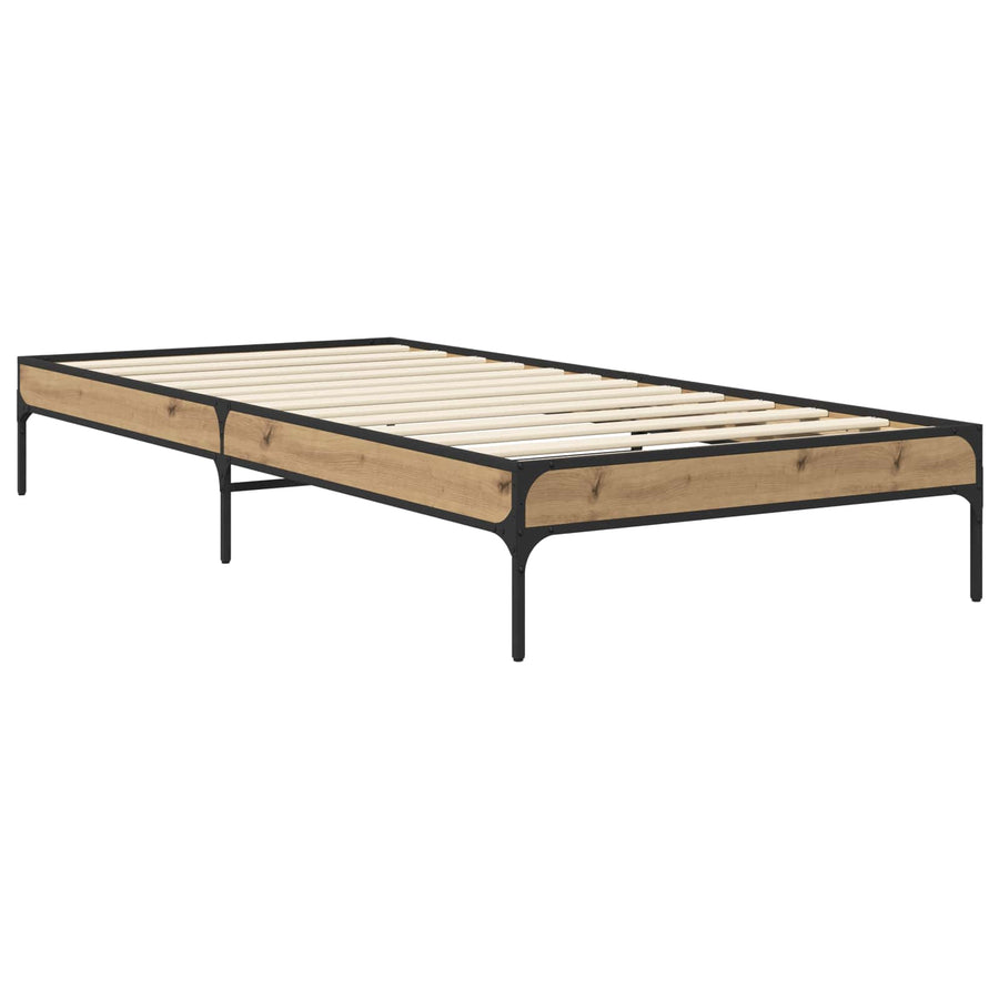 Bedframe Artisanaal eiken 80 x 200 cm Bewerkt hout
