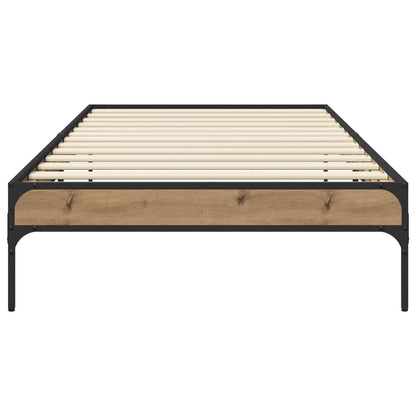 Bedframe Artisanaal eiken 80 x 200 cm Bewerkt hout