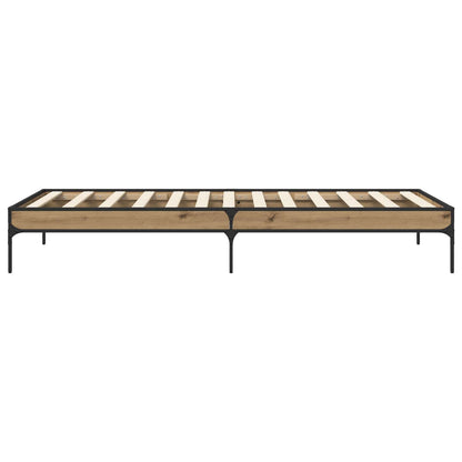 Bedframe Artisanaal eiken 80 x 200 cm Bewerkt hout