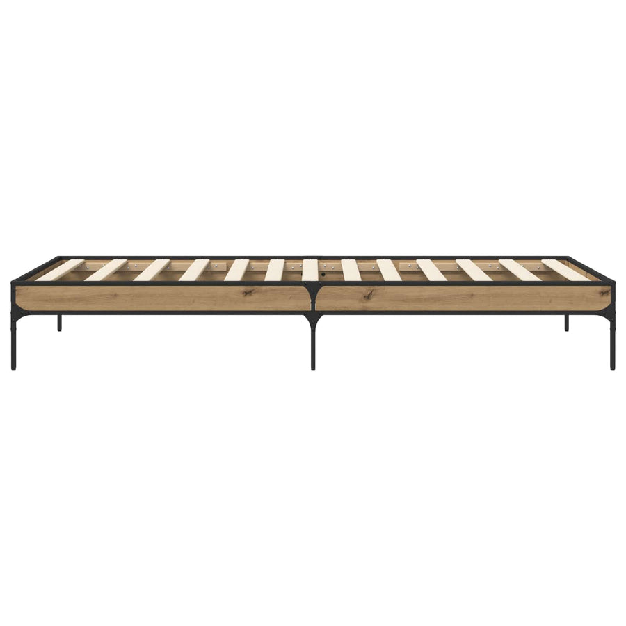 Bedframe Artisanaal eiken 80 x 200 cm Bewerkt hout