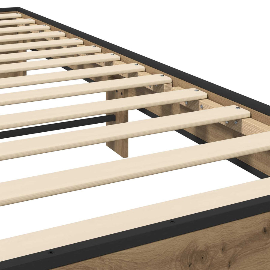 Bedframe Artisanaal eiken 80 x 200 cm Bewerkt hout