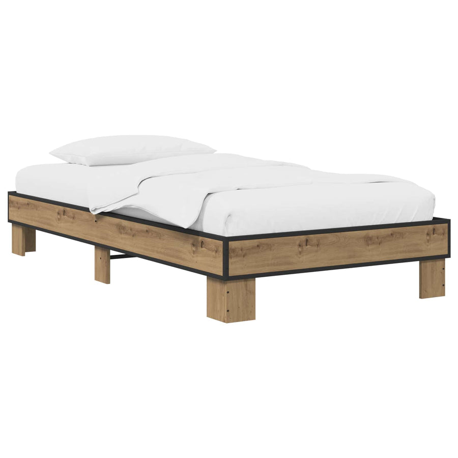 Bedframe Artisanaal eiken 80 x 200 cm Bewerkt hout