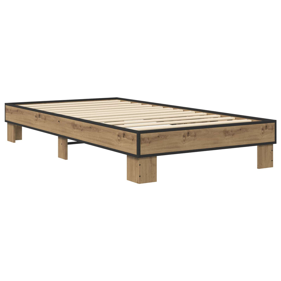 Bedframe Artisanaal eiken 80 x 200 cm Bewerkt hout