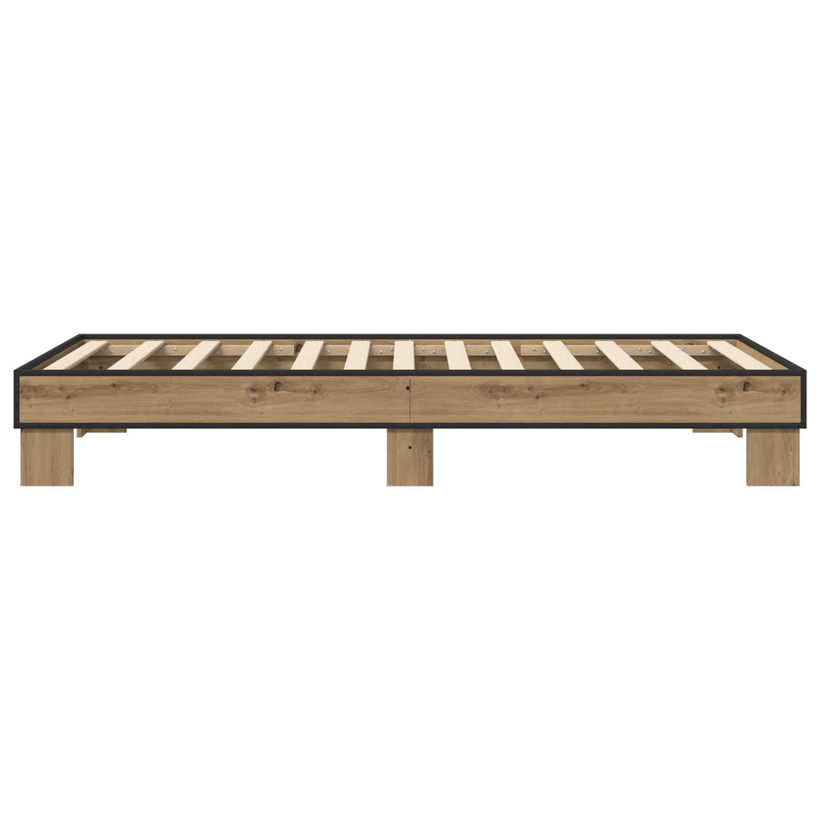 Bedframe Artisanaal eiken 80 x 200 cm Bewerkt hout