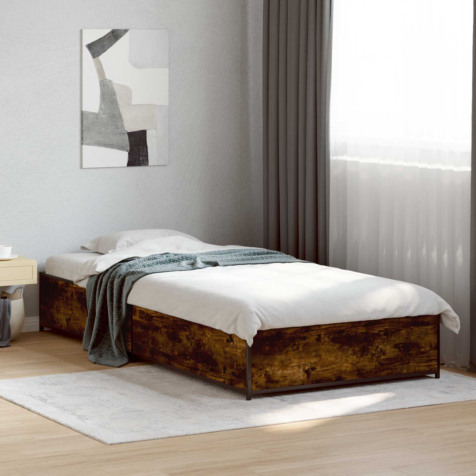 Bedframe Gerookt eiken 80 x 200 cm Bewerkt hout