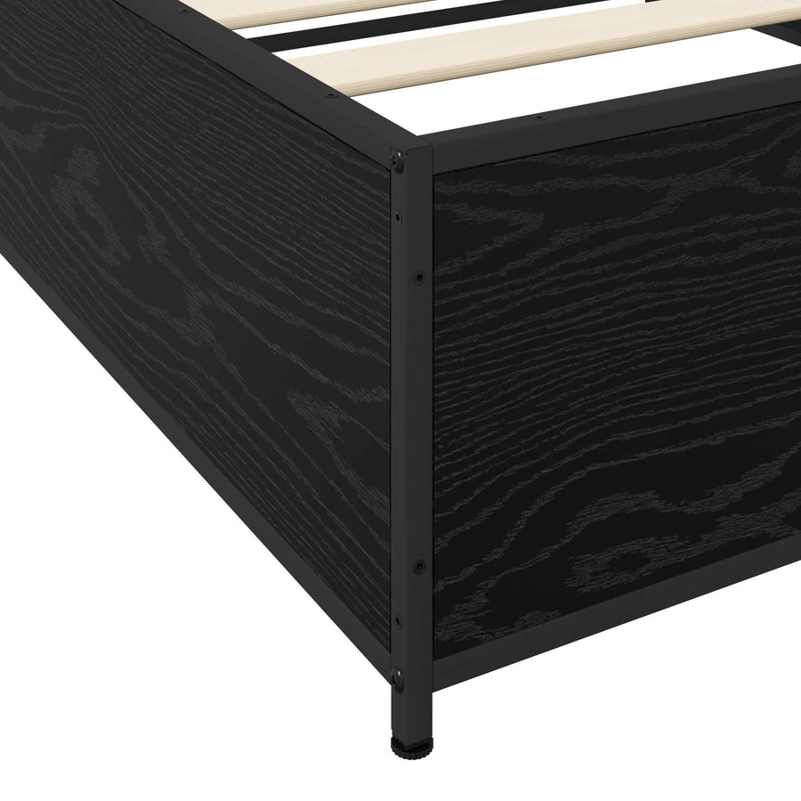 Bedframe Zwart eiken 80 x 200 cm Bewerkt hout