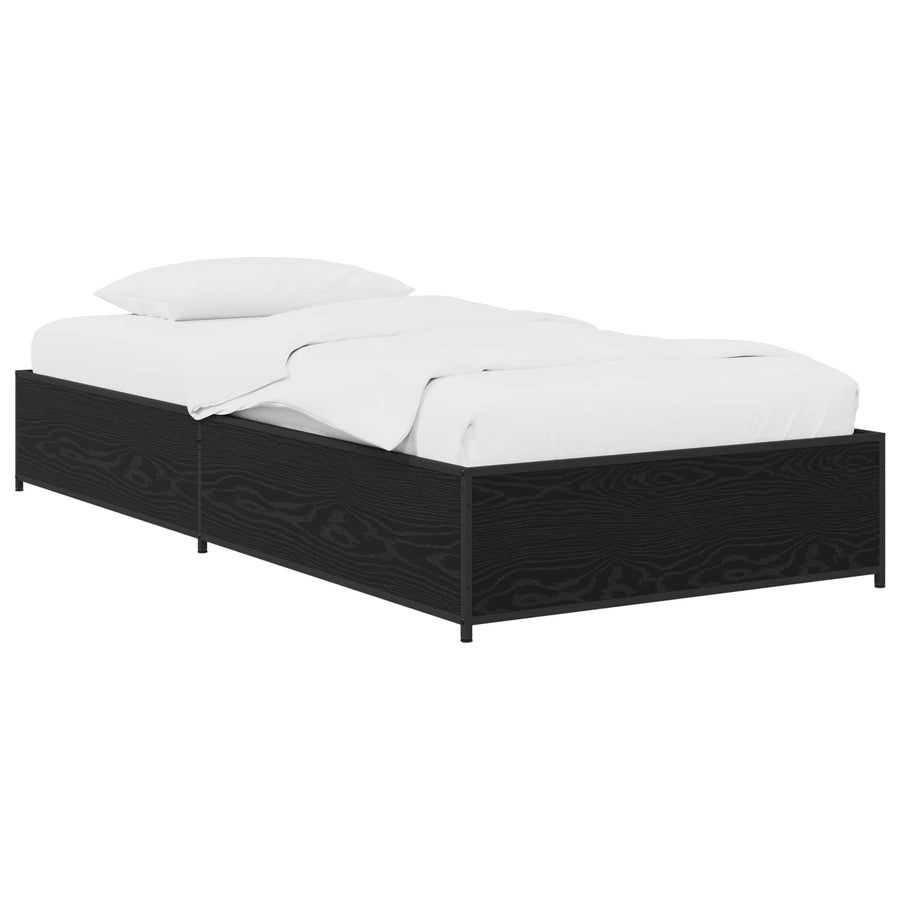 Bedframe Zwart eiken 80 x 200 cm Bewerkt hout