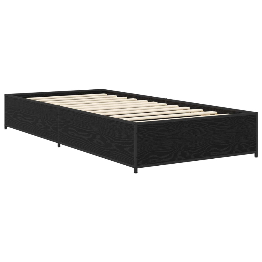 Bedframe Zwart eiken 80 x 200 cm Bewerkt hout