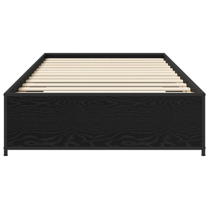Bedframe Zwart eiken 80 x 200 cm Bewerkt hout