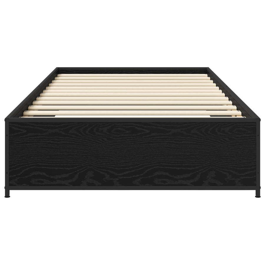 Bedframe Zwart eiken 80 x 200 cm Bewerkt hout