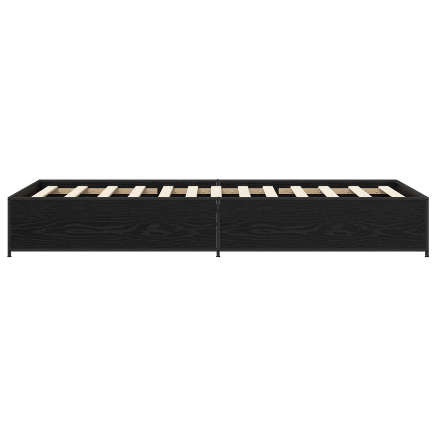 Bedframe Zwart eiken 80 x 200 cm Bewerkt hout