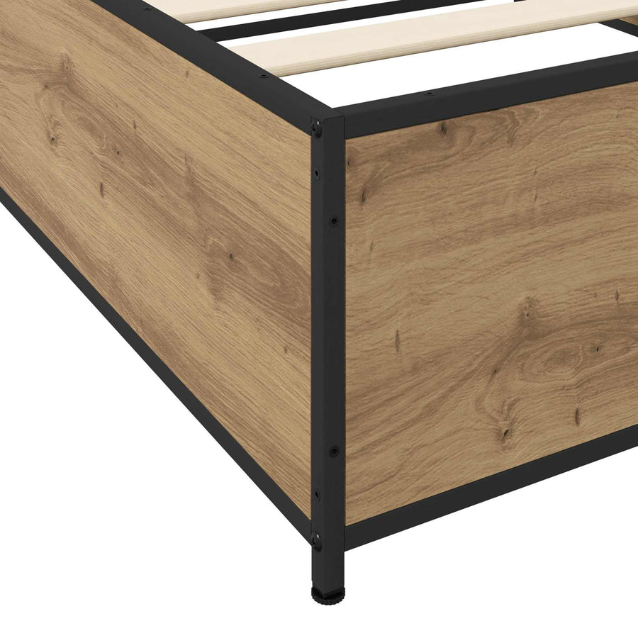 Bedframe Artisanaal eiken 80 x 200 cm Bewerkt hout