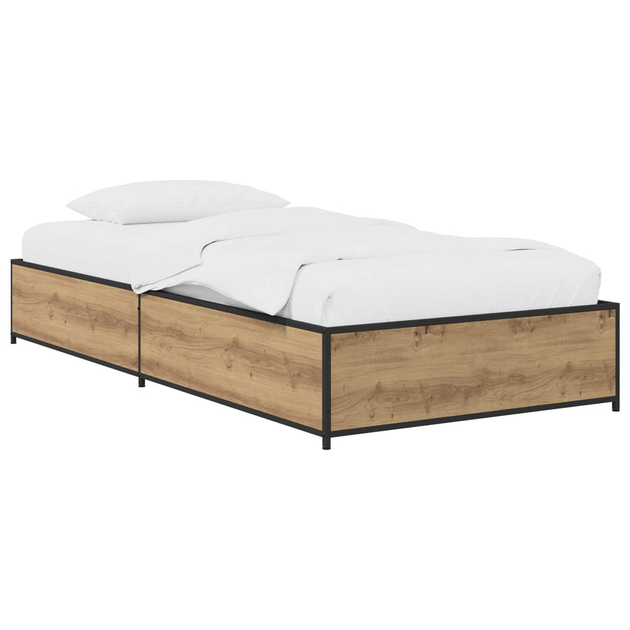 Bedframe Artisanaal eiken 80 x 200 cm Bewerkt hout