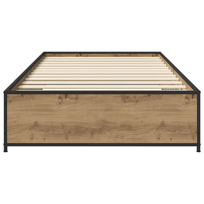 Bedframe Artisanaal eiken 80 x 200 cm Bewerkt hout