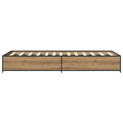 Bedframe Artisanaal eiken 80 x 200 cm Bewerkt hout