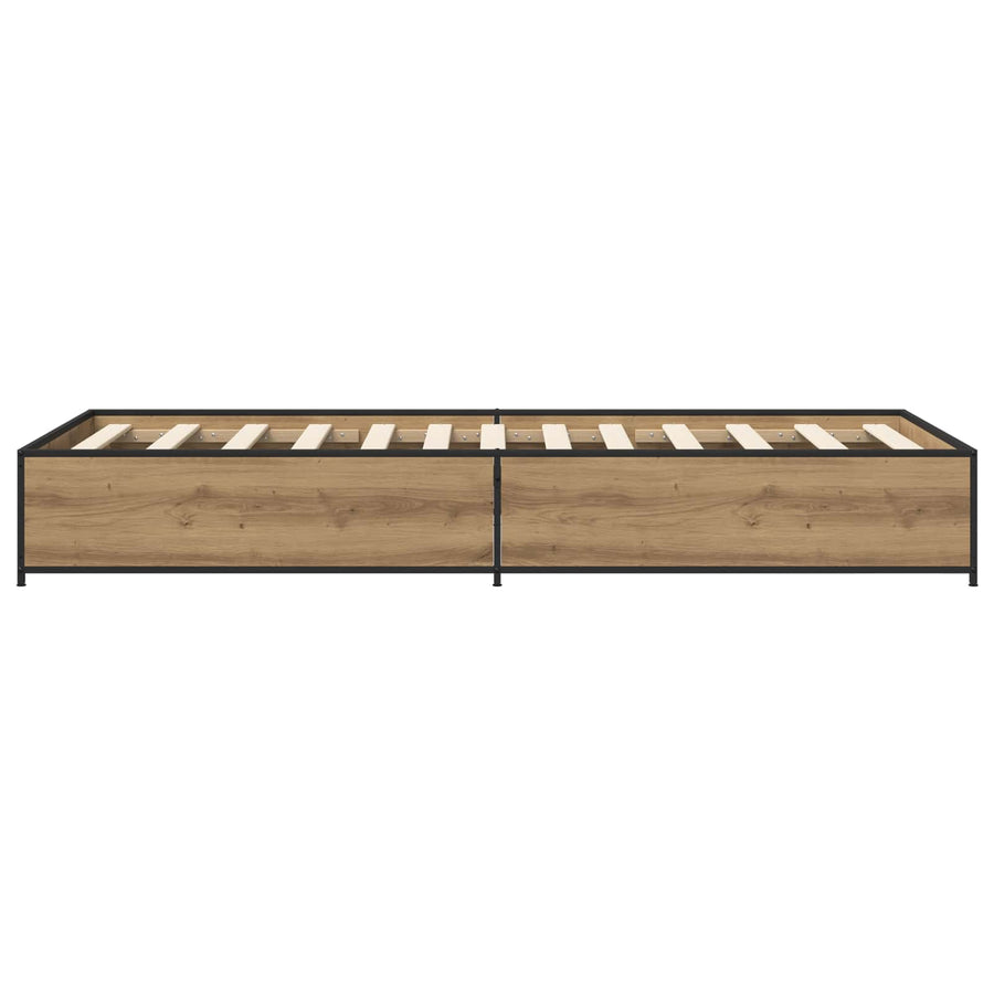 Bedframe Artisanaal eiken 80 x 200 cm Bewerkt hout