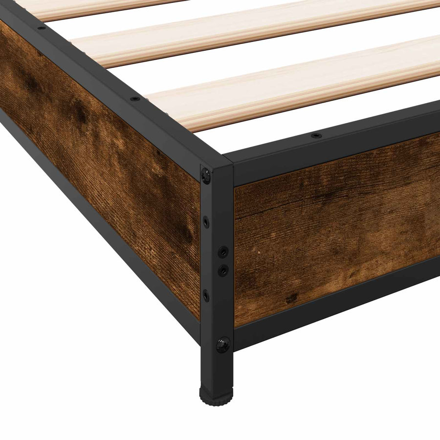 Bedframe Gerookt eiken 80 x 200 cm Bewerkt hout