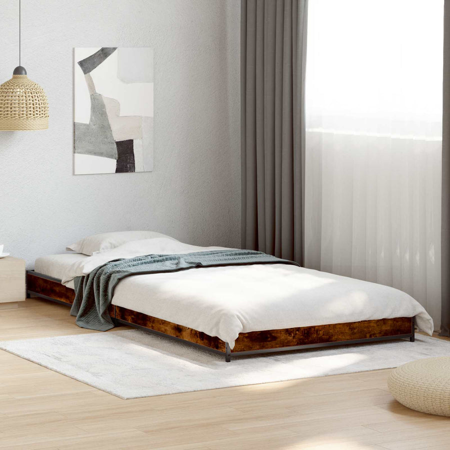Bedframe Gerookt eiken 80 x 200 cm Bewerkt hout