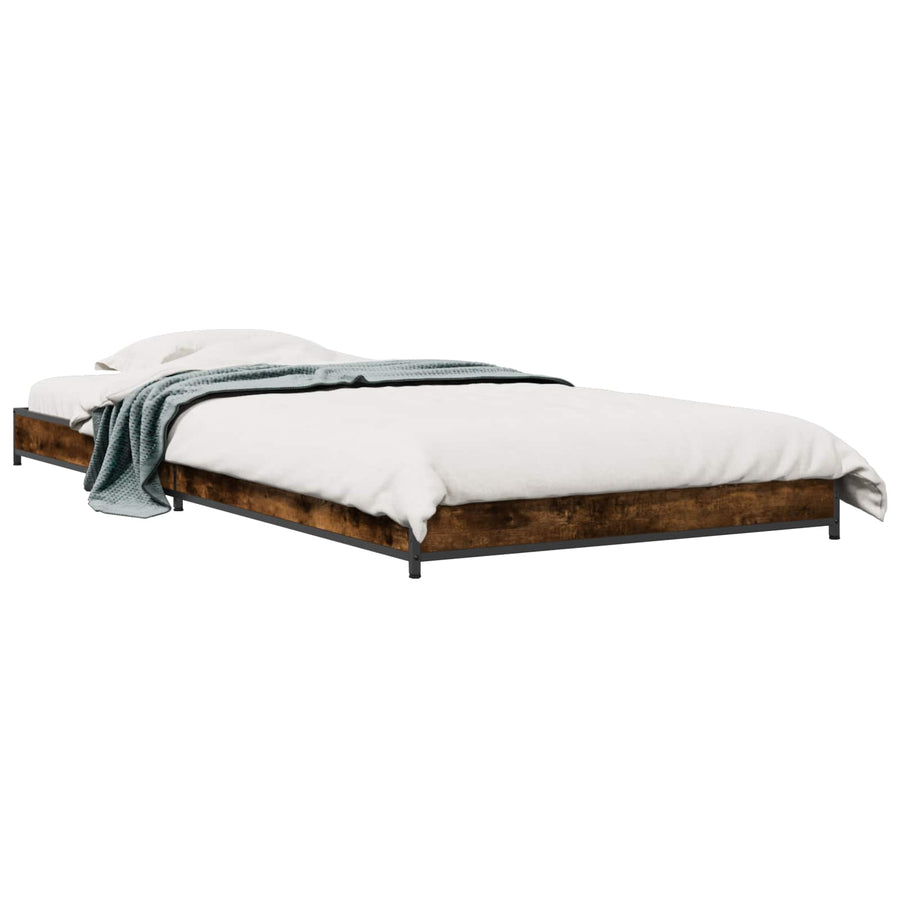 Bedframe Gerookt eiken 80 x 200 cm Bewerkt hout