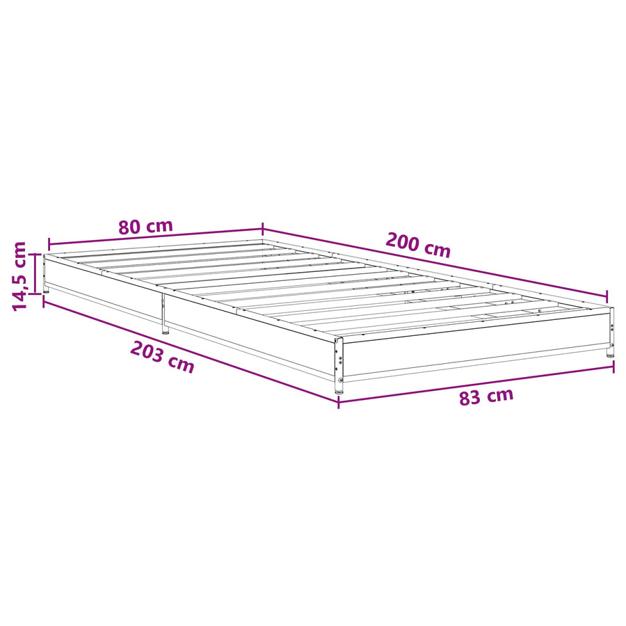 Bedframe Oud hout 80 x 200 cm Bewerkt hout
