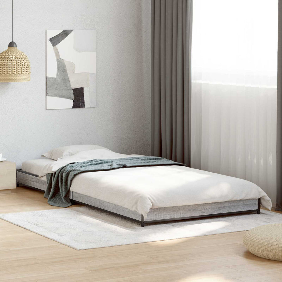 Bedframe Grijs Sonoma 80 x 200 cm Bewerkt hout