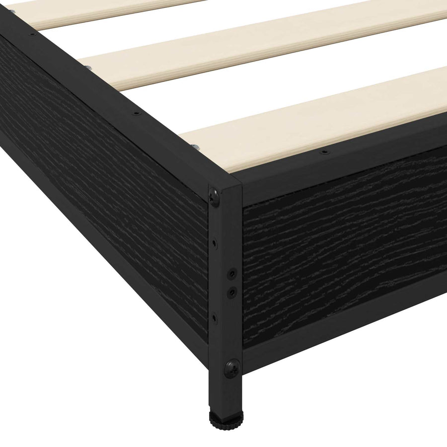 Bedframe Zwart eiken 80 x 200 cm Bewerkt hout