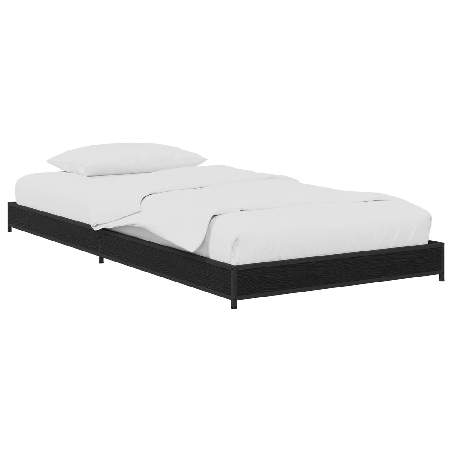 Bedframe Zwart eiken 80 x 200 cm Bewerkt hout