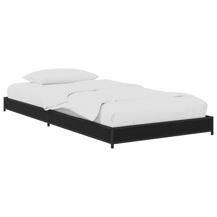 Bedframe Zwart eiken 80 x 200 cm Bewerkt hout