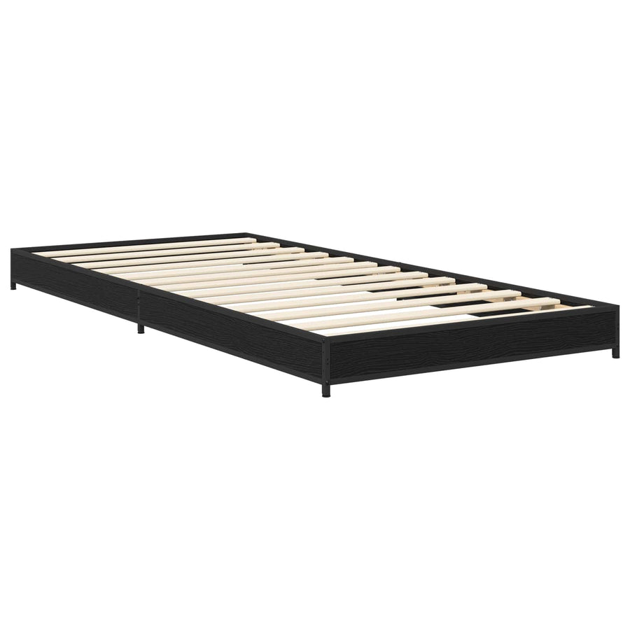 Bedframe Zwart eiken 80 x 200 cm Bewerkt hout